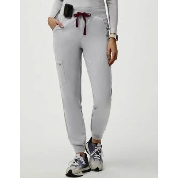 Figs High Waisted Zamora Jogger Scrub Bottoms in Cement size XXL - Picture 1 of 8